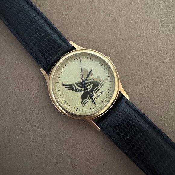 Vintage Wittnauer Pegasus Watch Black Leather Strap main image 5